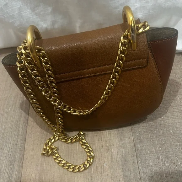 Chloe small Drew Brown Leather Shoulder Bag with Gold Chain - Picture 10 of 10